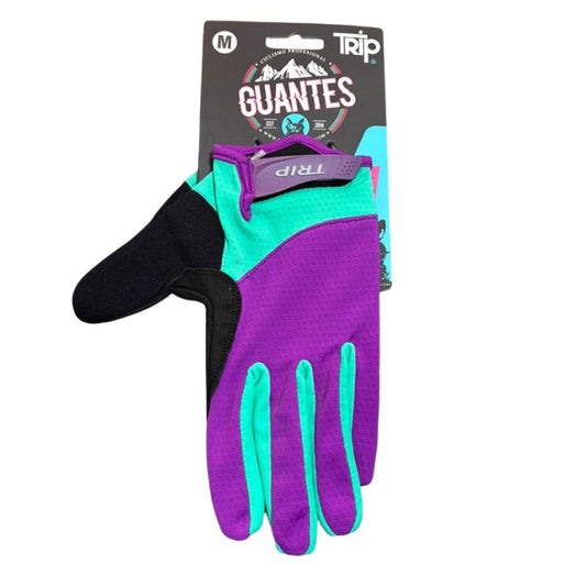 Guantes Trip Largos Morado con Celeste Talla M
