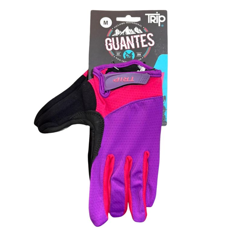 Guantes Trip Largos Morado con Rosado Talla M