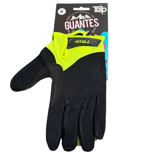 Guantes Trip Largos Negro con Verde Fluor M