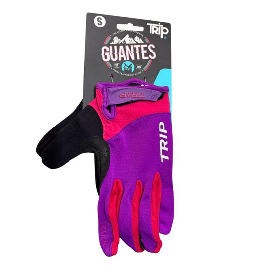 Guantes Trip Largos Morado con Rosado Talla S