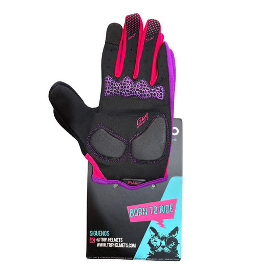 Guantes Trip Largos Morado con Rosado Talla M