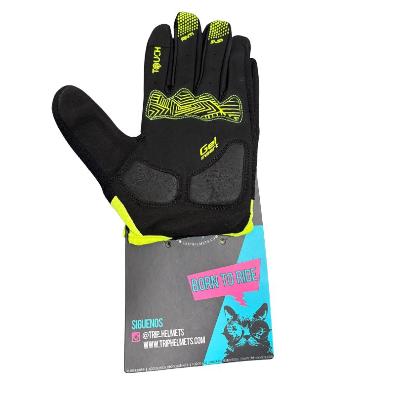 Guantes Trip Largos Negro con Verde Fluor M