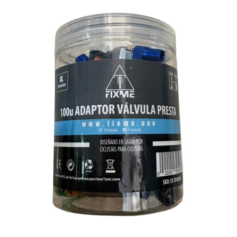 Tarro Fix Me 100Un Adaptador Valvula Presta a Auto