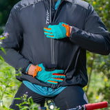 Guantes Trip Largos Celeste con Naranjo M