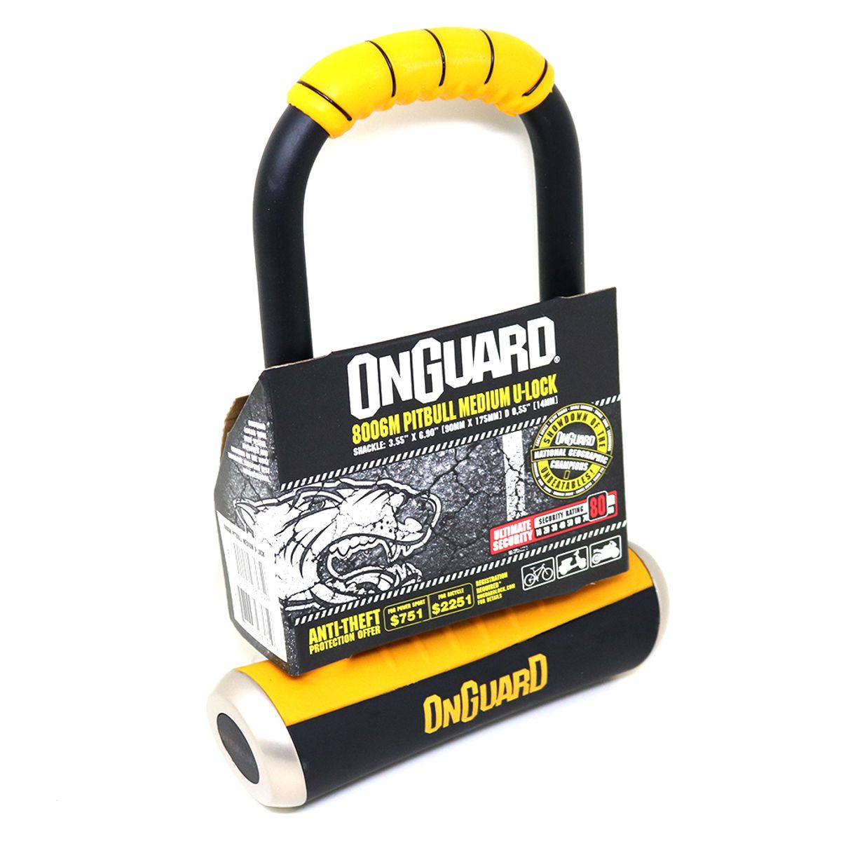 Candado OnGuard Llave U-Lock Pitbull Medium