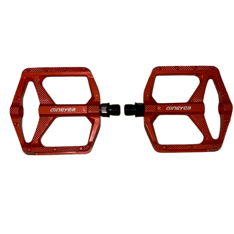 Pedales Gineyea MTB Aluminio Flat Sellado 2DU Naranjo Con Pines